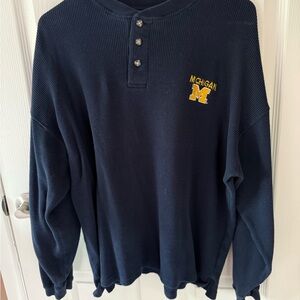Vintage Navy Blue University of Michigan Henley Shirt